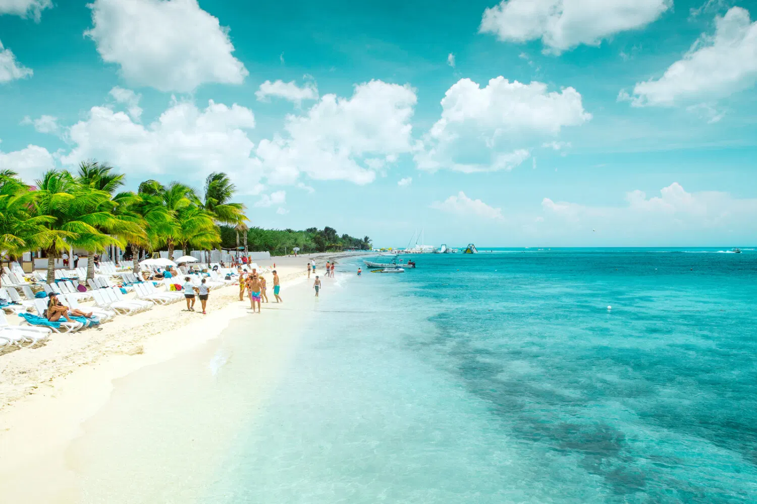 Cruise ships berthed at Cozumel, Mexico, with the waterfront behind