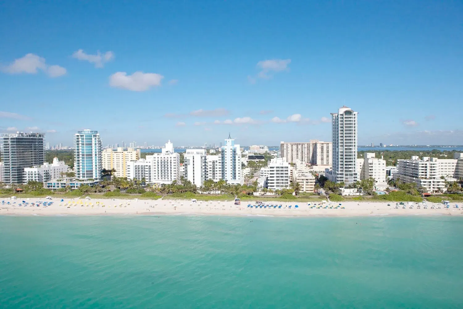 Miami Beach and the Florida shoreline from the water Miami Beach and the Florida shoreline from the water